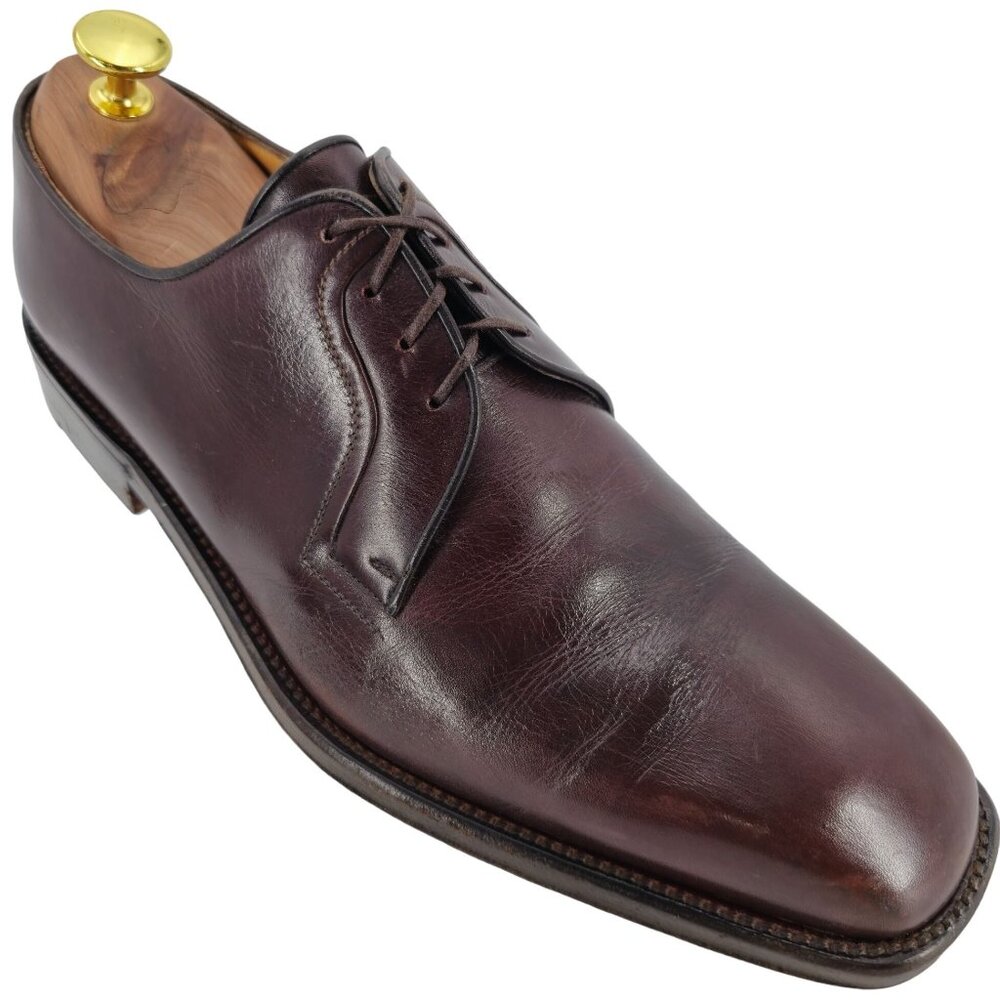 A. Testoni Italy Mens Size 8.5 Brown Leather Dress Shoes Oxfords Square-toe Derb